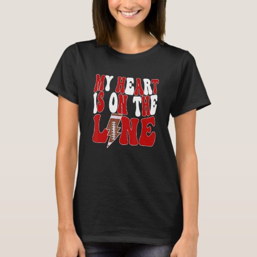 Football Offensive Lineman Red My Heart Is On The  T_Shirt