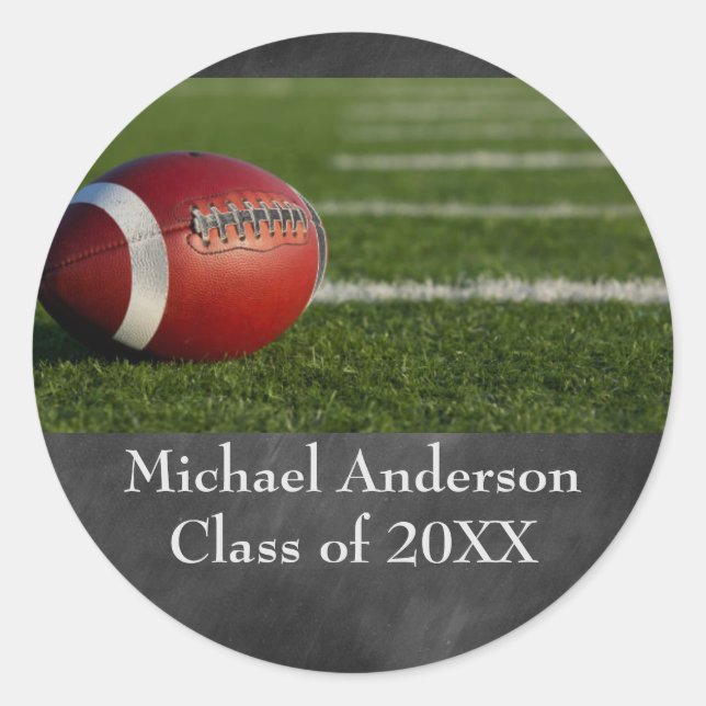 Football on Chalkboard - Graduation Sticker (Front)