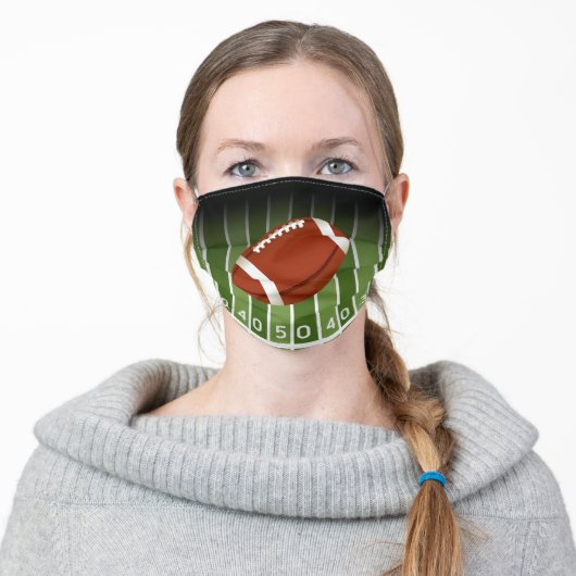 Football on Field Yard Markers Adult Cloth Face Mask (Worn)