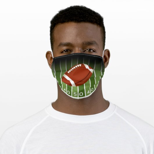 Football on Field Yard Markers Adult Cloth Face Mask (Worn)