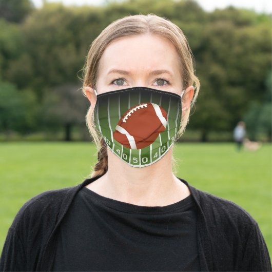 Football on Field Yard Markers Adult Cloth Face Mask (Outside)