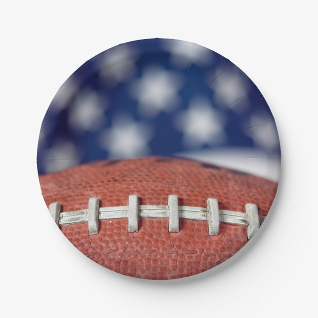 Football on Flag Paper Plates (Front)