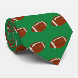 football on green neck tie
