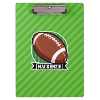Football On Green Stripes Clipboard by Birthday_Party_House at Zazzle
