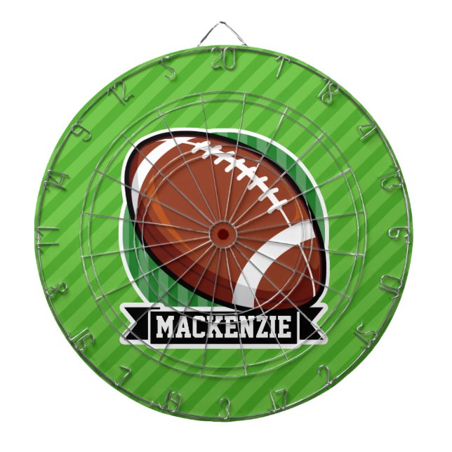 Football on Green Stripes Dart Board (Front)