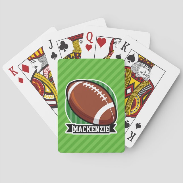Football on Green Stripes Poker Cards (Back)