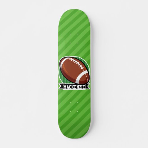 Football on Green Stripes Skateboard Deck