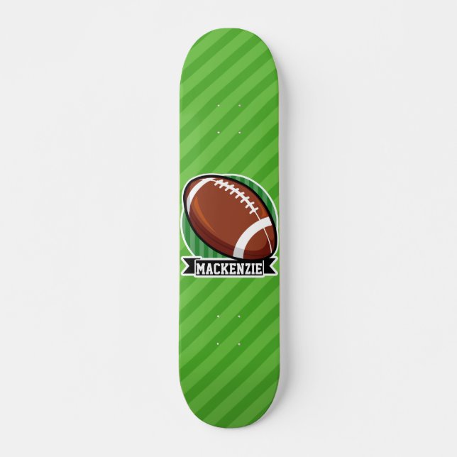 Football on Green Stripes Skateboard Deck (Front)