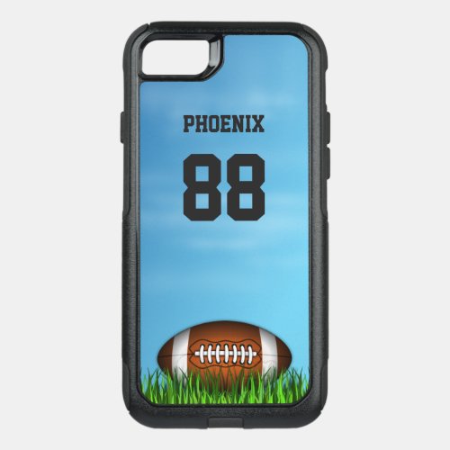 Football on the Grass Blue Sky Name and Number OtterBox Commuter iPhone SE87 Case