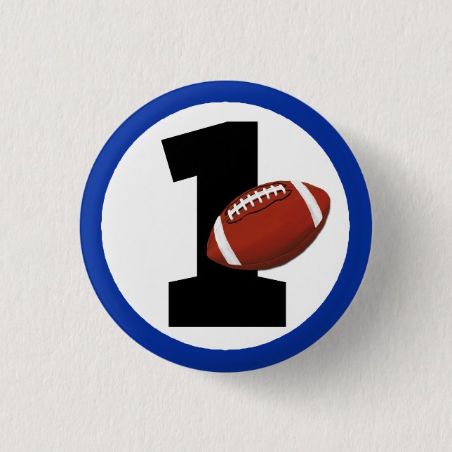 Football One First Birthday Baby Sports Party Button (Front)