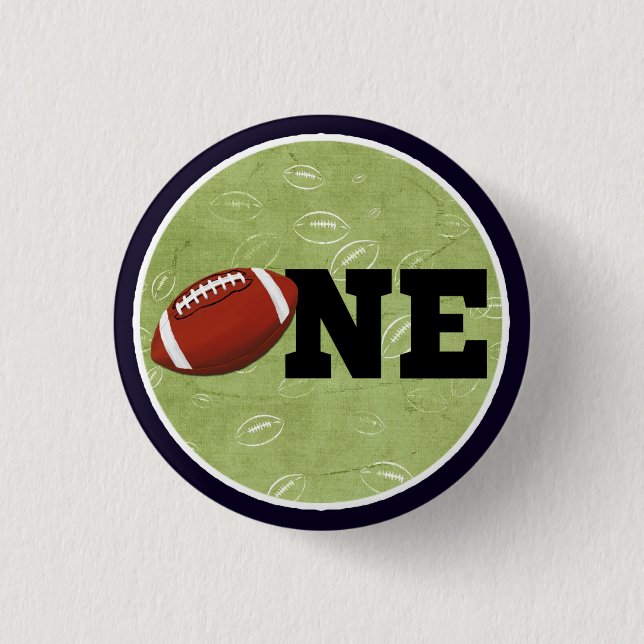 Football One First Birthday Baby Sports Party Button (Front)