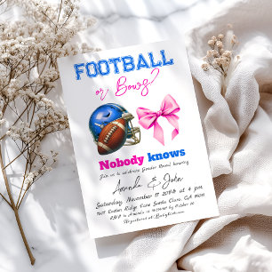 Football or Bows Blue or Pink Gender Reveal Invitation