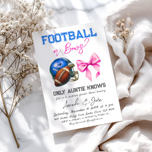 Football or Bows Blue Pink Boy Girl Gender Reveal Invitation