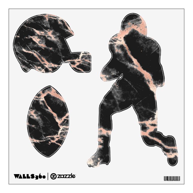 Football or Choose Images Black & Rose Gold Marble Wall Decal (Front)