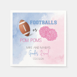 Football or Pom Poms gender reveal napkins