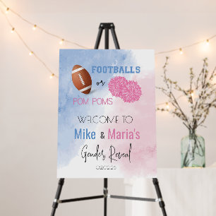 Football or Pom Poms gender reveal welcome sign