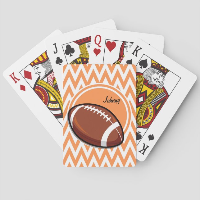 Football; Orange and White Chevron Poker Cards (Back)