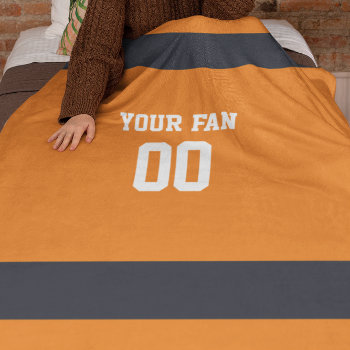 Football Orange  Navy & White Personalized Fleece Blanket by VisionsandVerses at Zazzle