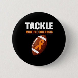 Football Orange Ribbon Multiple Sclerosis Awarenes Button