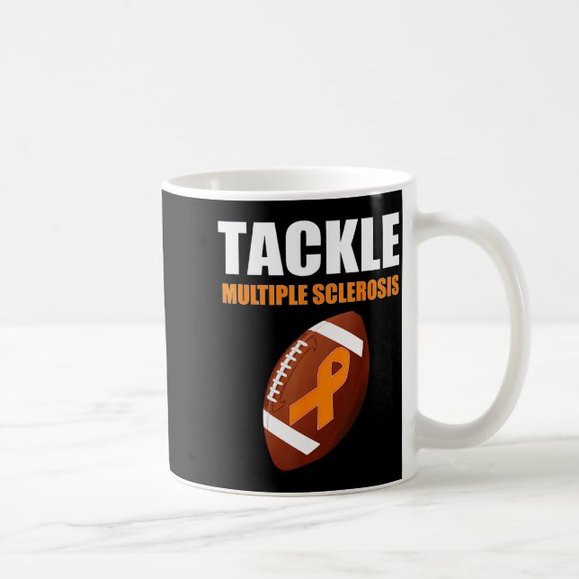 Football Orange Ribbon Multiple Sclerosis Awarenes Coffee Mug (Right)