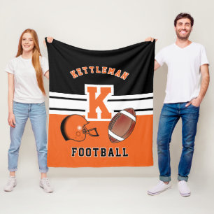 Football 🏈 Orange Sport Letter Fleece Blanket