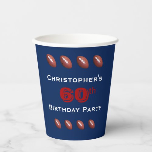 Football Paper Cups 60th Birthday Party Paper Cup