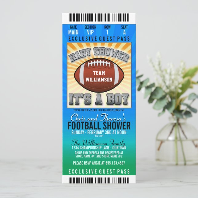 Football Party Baby Shower Invitation (Standing Front)