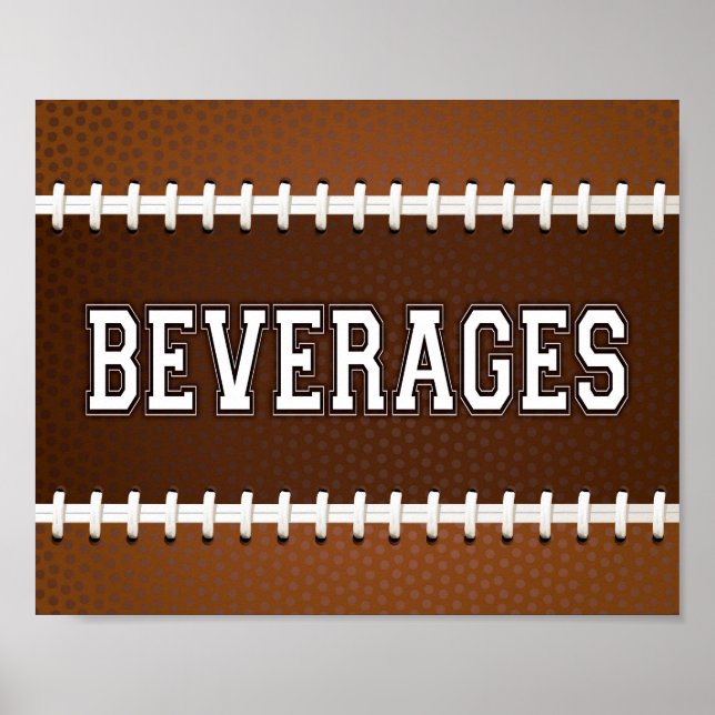 Football Party BEVERAGES Sign Print (Front)