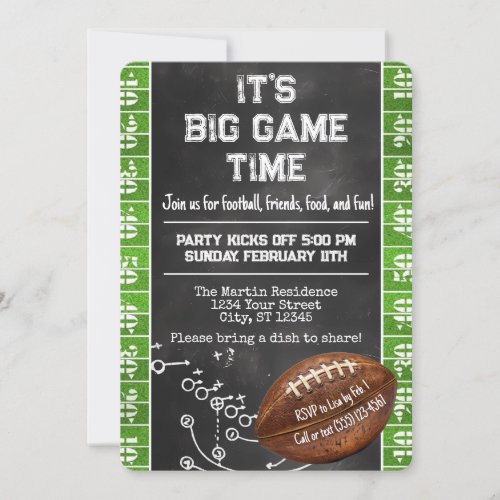 Football Party Big Game Bowl Game Invitation