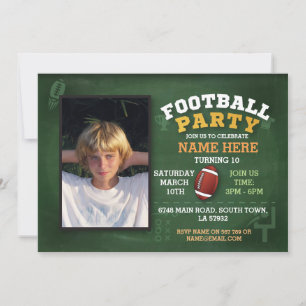 Football Party Birthday Rugby Photo Boys Sports Invitation