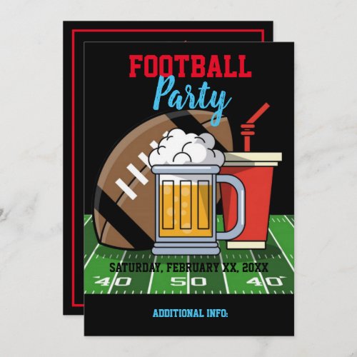 Football Party Black  Invitation