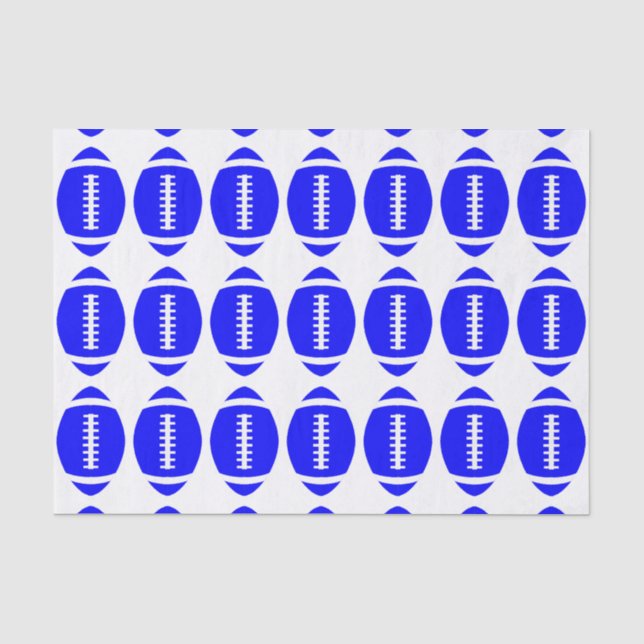 Football Party Blue Footballs Gift Wrapping Tissue Paper (Front)