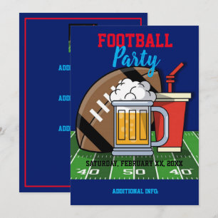 Football Party Blue Invitation