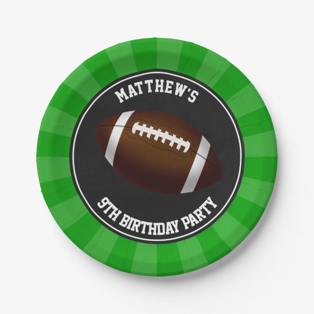 Football Party Cake Plates Personalized (Front)