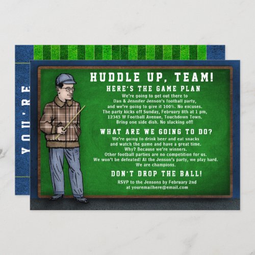 Football Party Funny Coach Speech Field Game Day Invitation