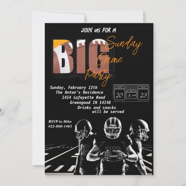 Football Party Invitation (Front)