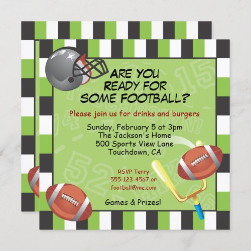 Football Party Invitation for adults or kids