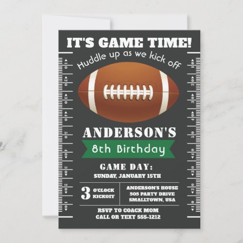 Football Party Invitation in Green