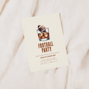 Football Party Invitation with Whiskey Glass