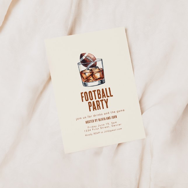 Football Party Invitation with Whiskey Glass (Creator Uploaded)