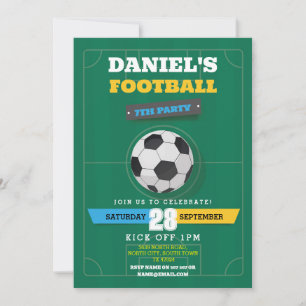 Football Party Invite Birthday Boys Invitation