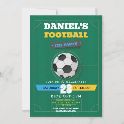 Football Party Invite Birthday Boys Invitation