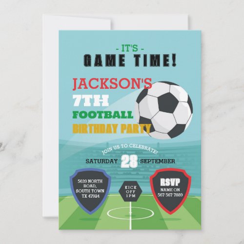 Football Party Invite Birthday Boys Invitation