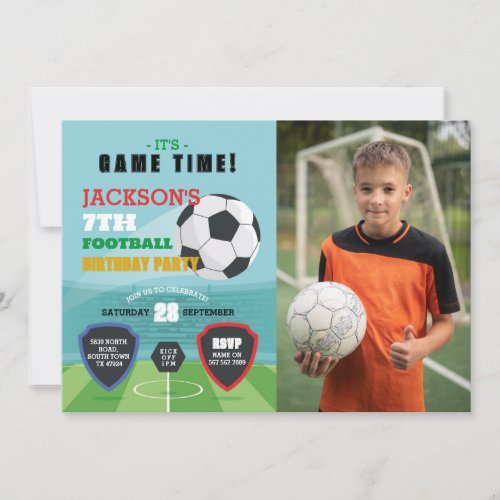 Football Party Invite Birthday Boys Photo