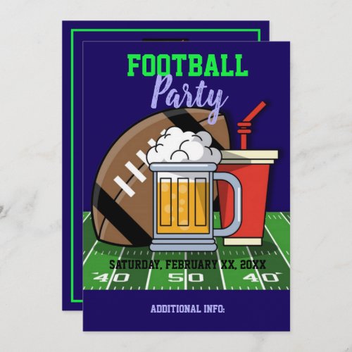 Football Party Purple Invitation