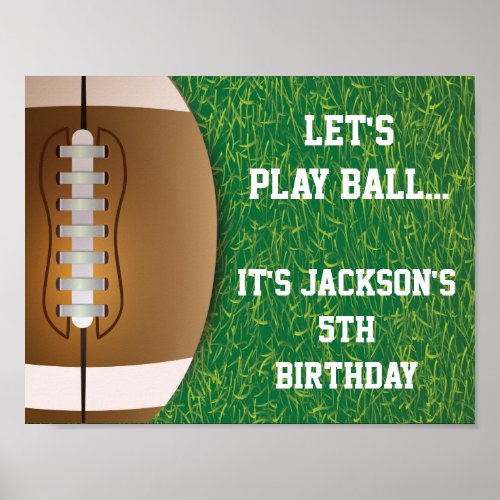 Football Party Sign with Grass Background