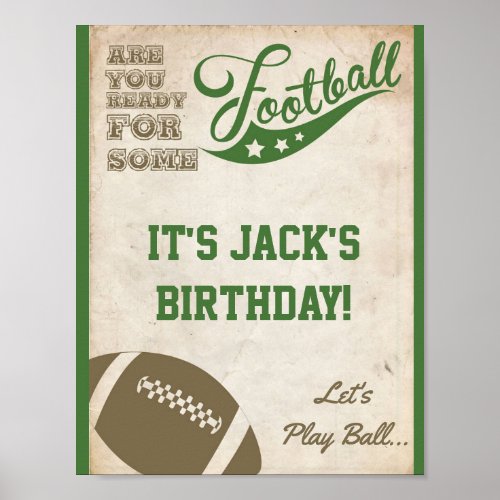 Football Party Sign with Vintage Background