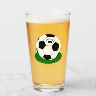 Football party, Soccer Ball with Name & Number Glass