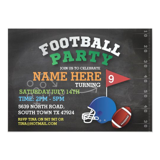 Football Party Sports Invite Birthday Invitation Zazzle Com