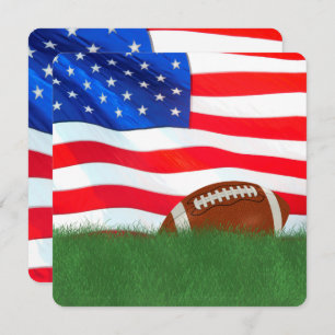 Football Party with American Flag Invitation